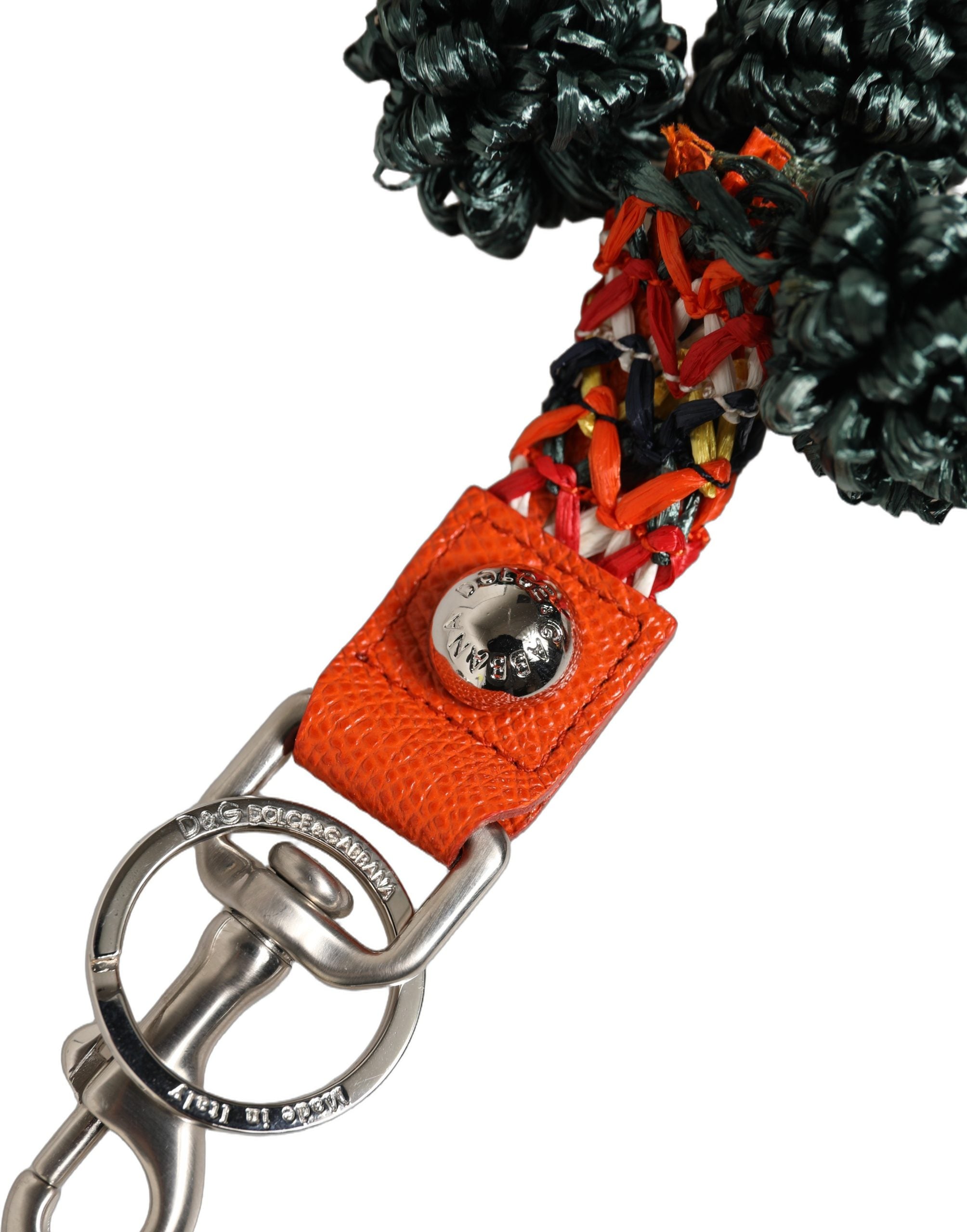 Raffia Leather Clasp Finder Chain Keyring Multicolor