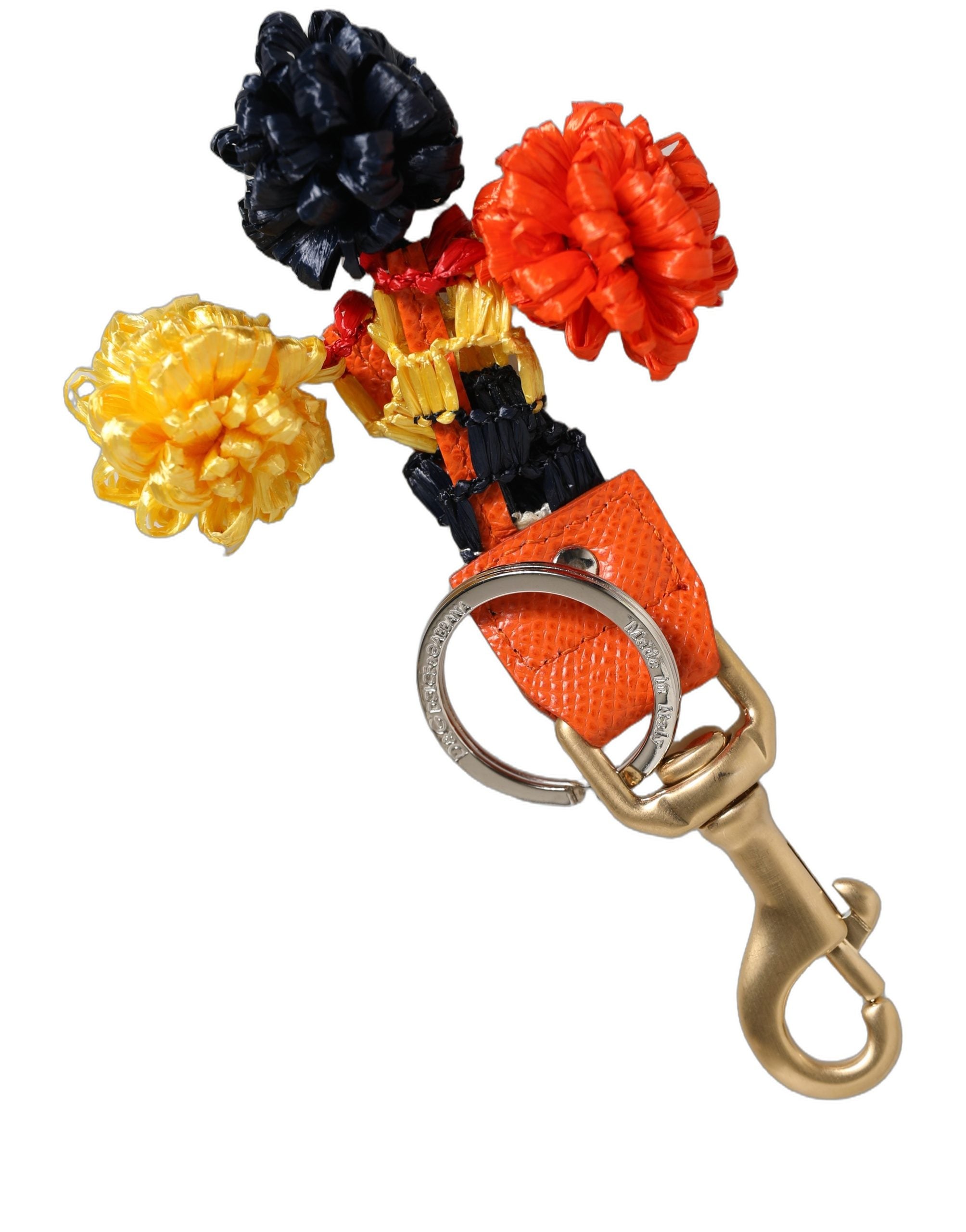 Raffia Leather Clasp Finder Chain Keyring Multicolor