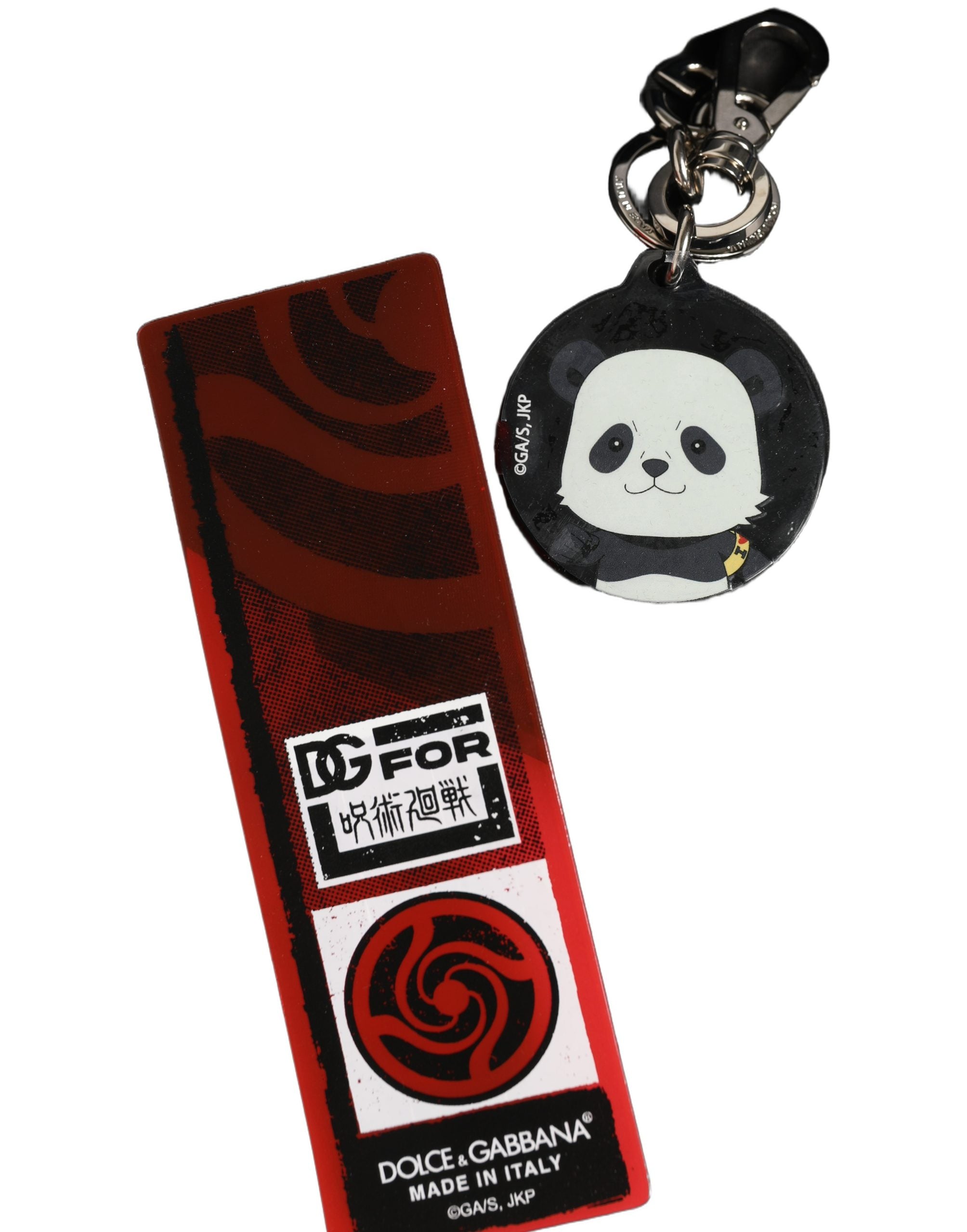Black Kaisen Panda Chibi Charm Metal Keychain Keyring