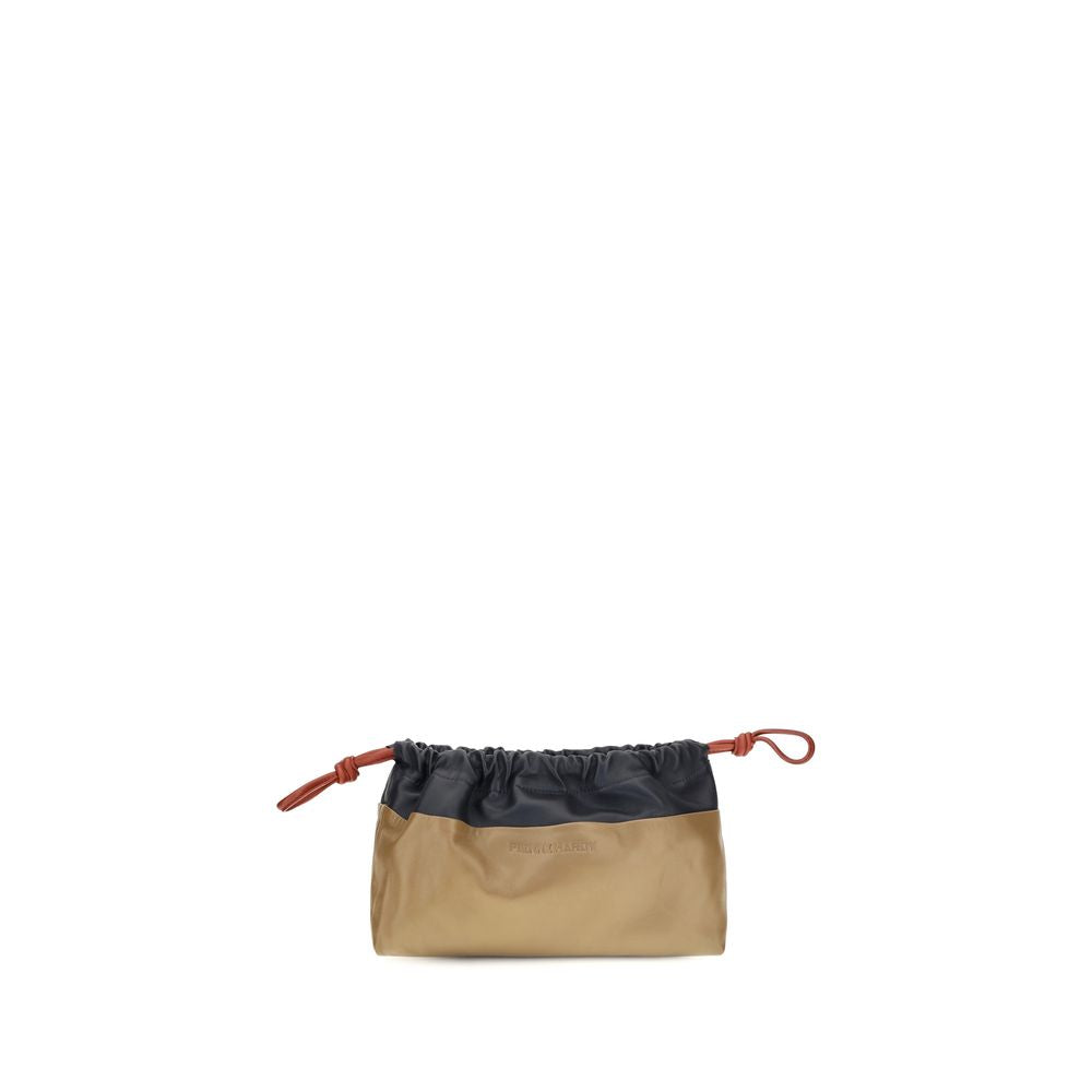 Beige Calf Leather Bos Taurus Clutch Bag