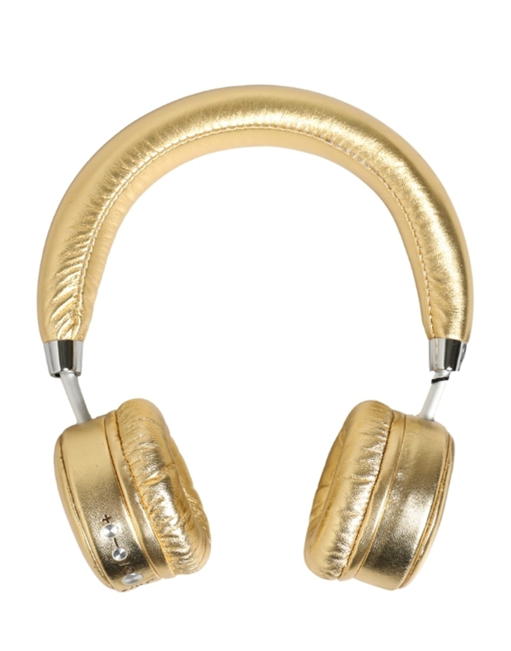 Women Gold Leather Wireless On-Ear Headset Headphones