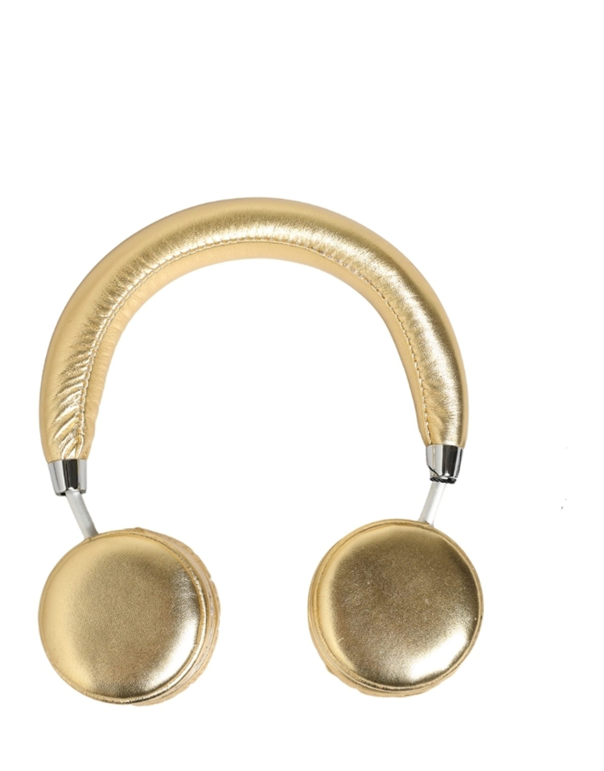 Women Gold Leather Wireless On-Ear Headset Headphones