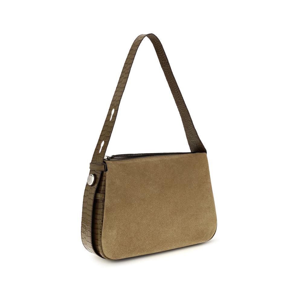 Beige Suede Leather Shoulder Bag