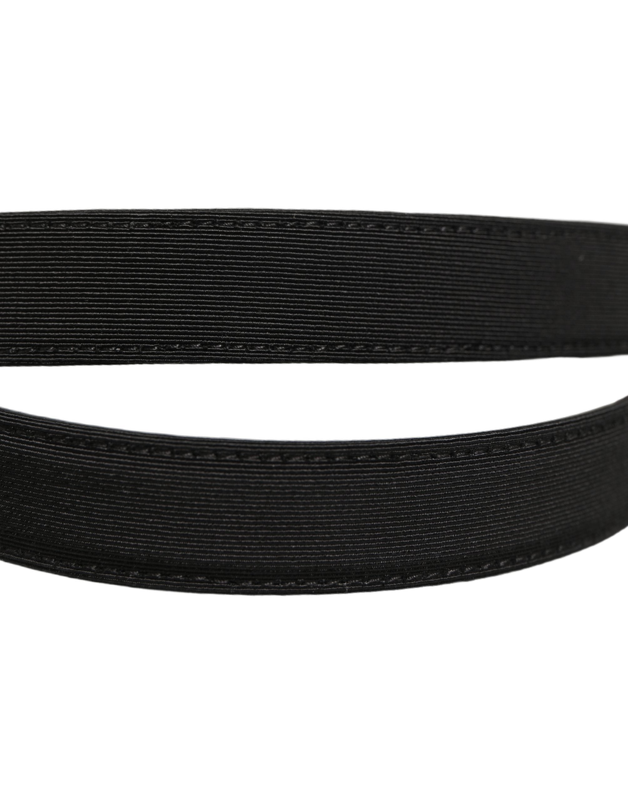 Black Canvas Leather Gold Metal Buckle Belt