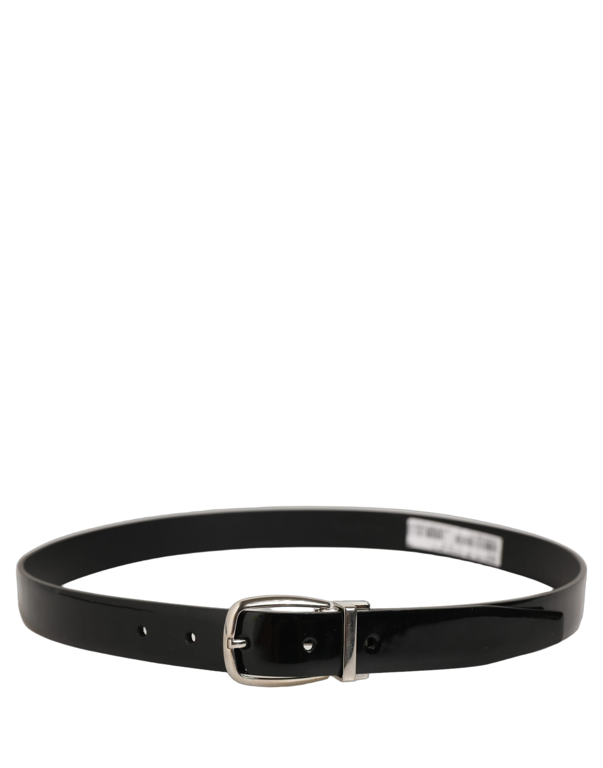 Black Classic Leather Silver Tone Buckle Belt