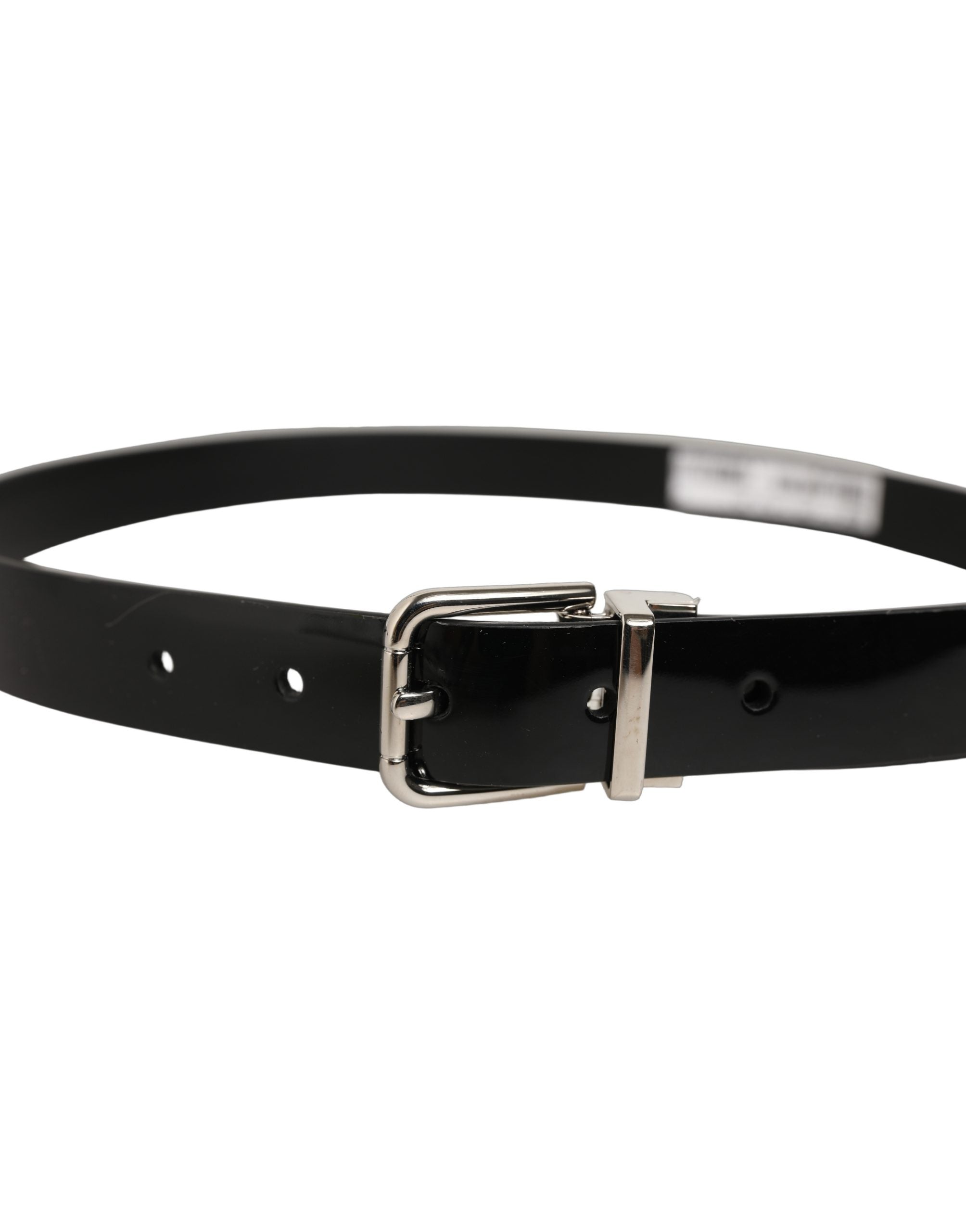 Black Classic Leather Silver Tone Buckle Belt