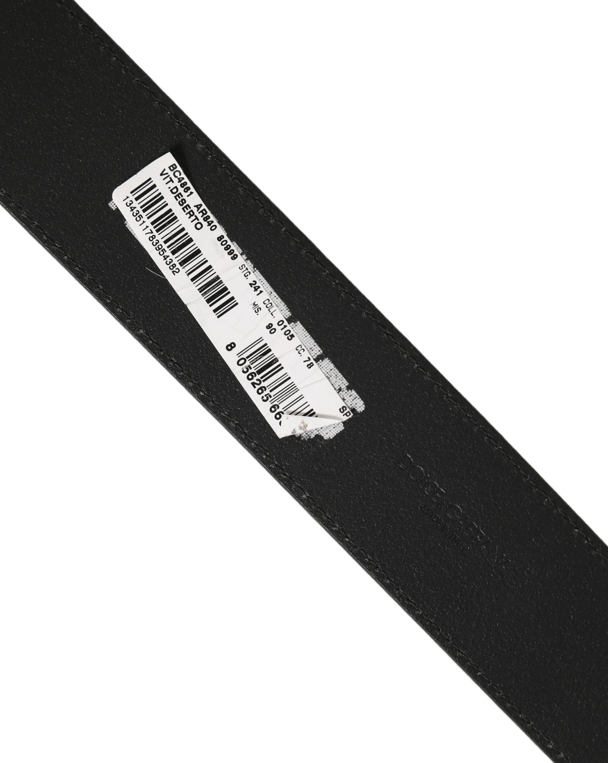 Black Leather Anchor Logo Metal Buckle Belt