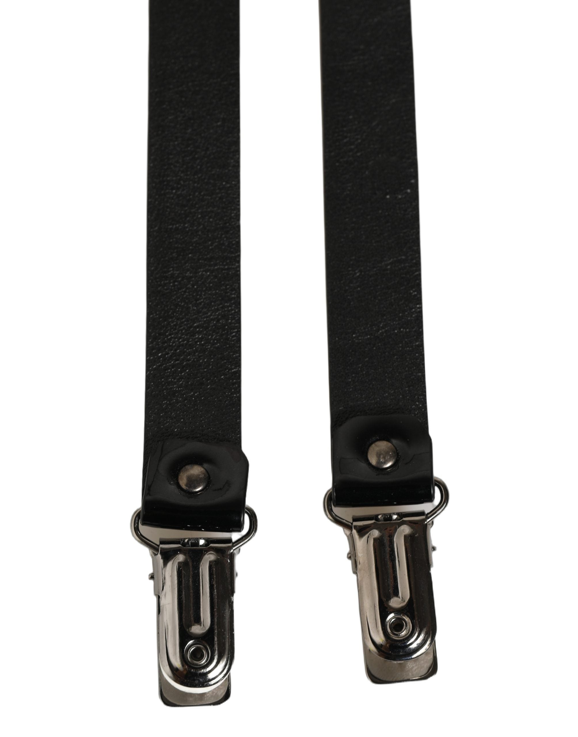 Black Adjustable Silver Metal Clips Suspenders