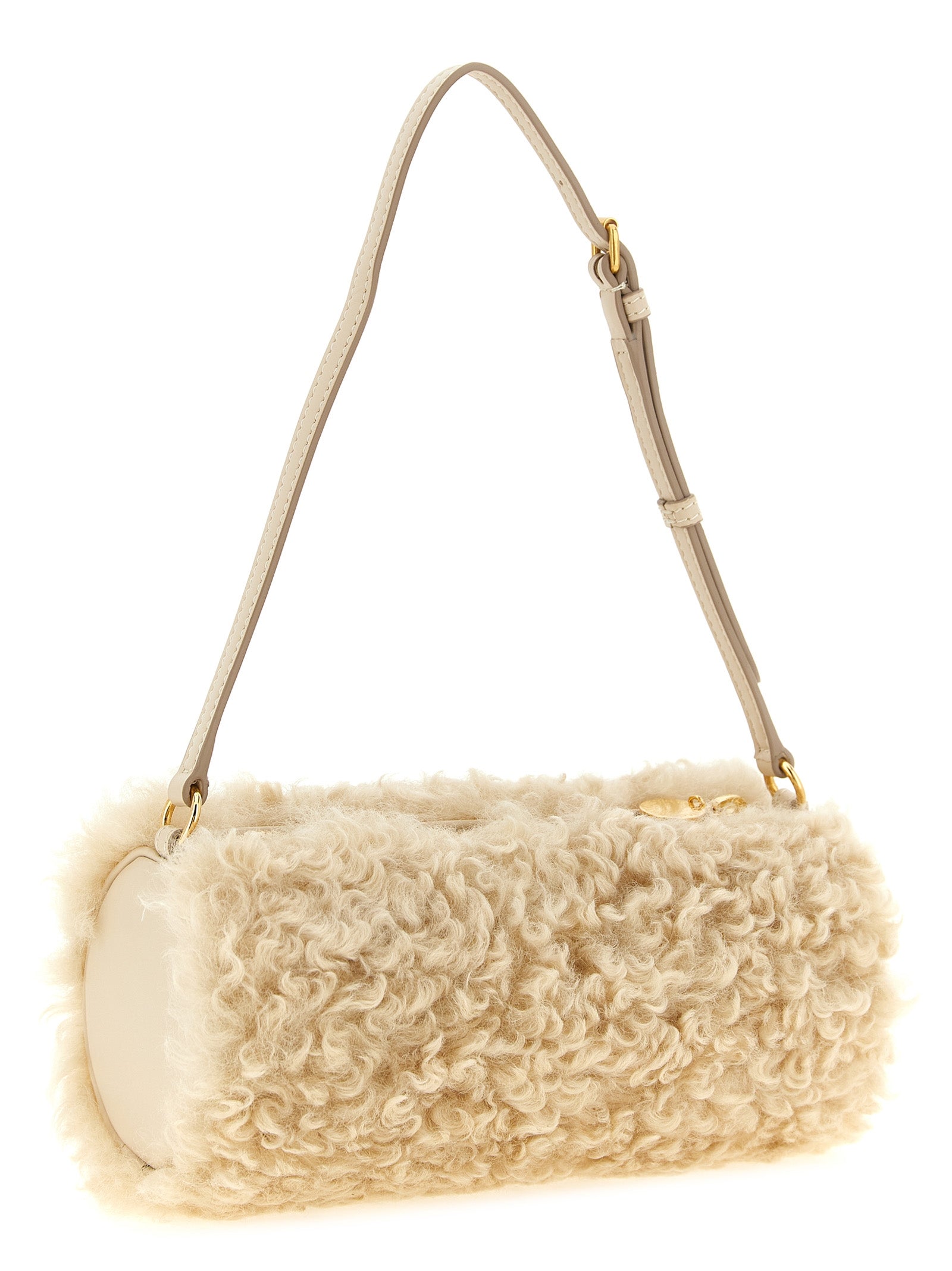 Beige Polyester Clutch Bag