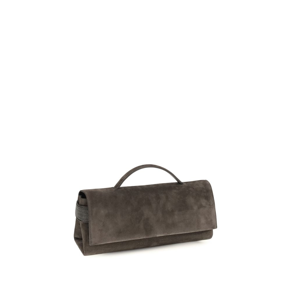 Brown Suede Leather Handbag