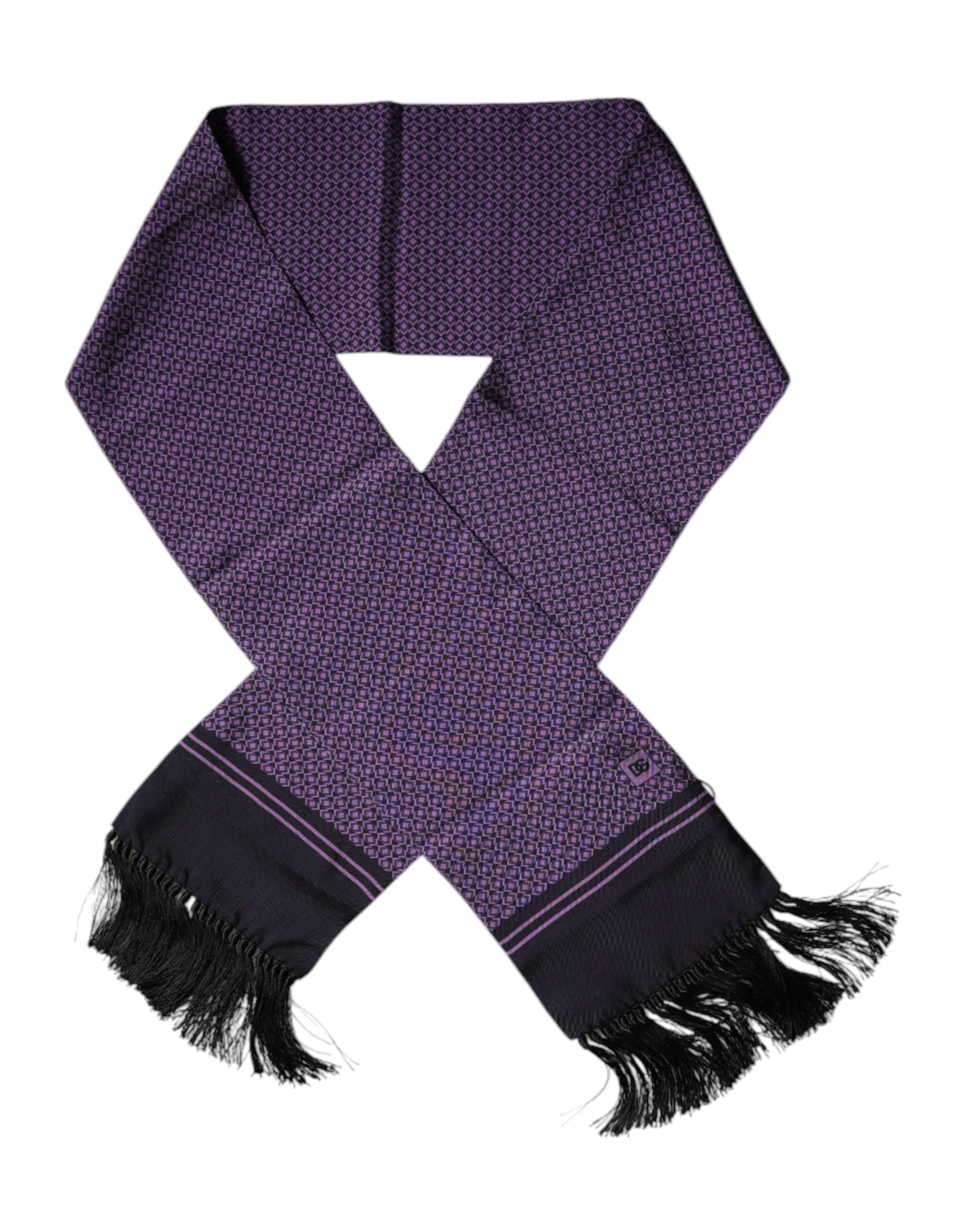 Purple Fantasy Silk Fringes Neck Wrap Scarf