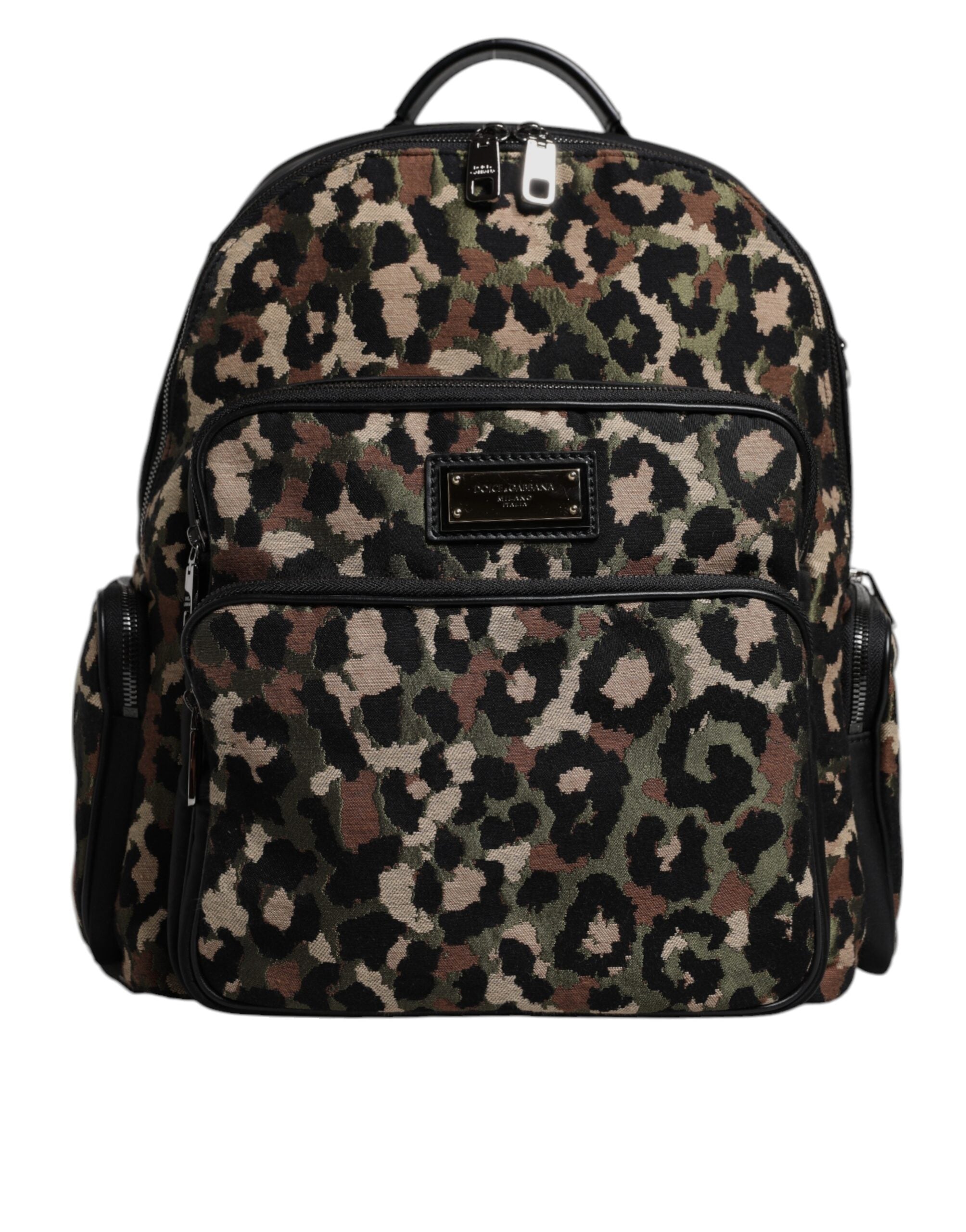 Multicolor Leopard Print DG Logo Plaque Men Backpack Bag