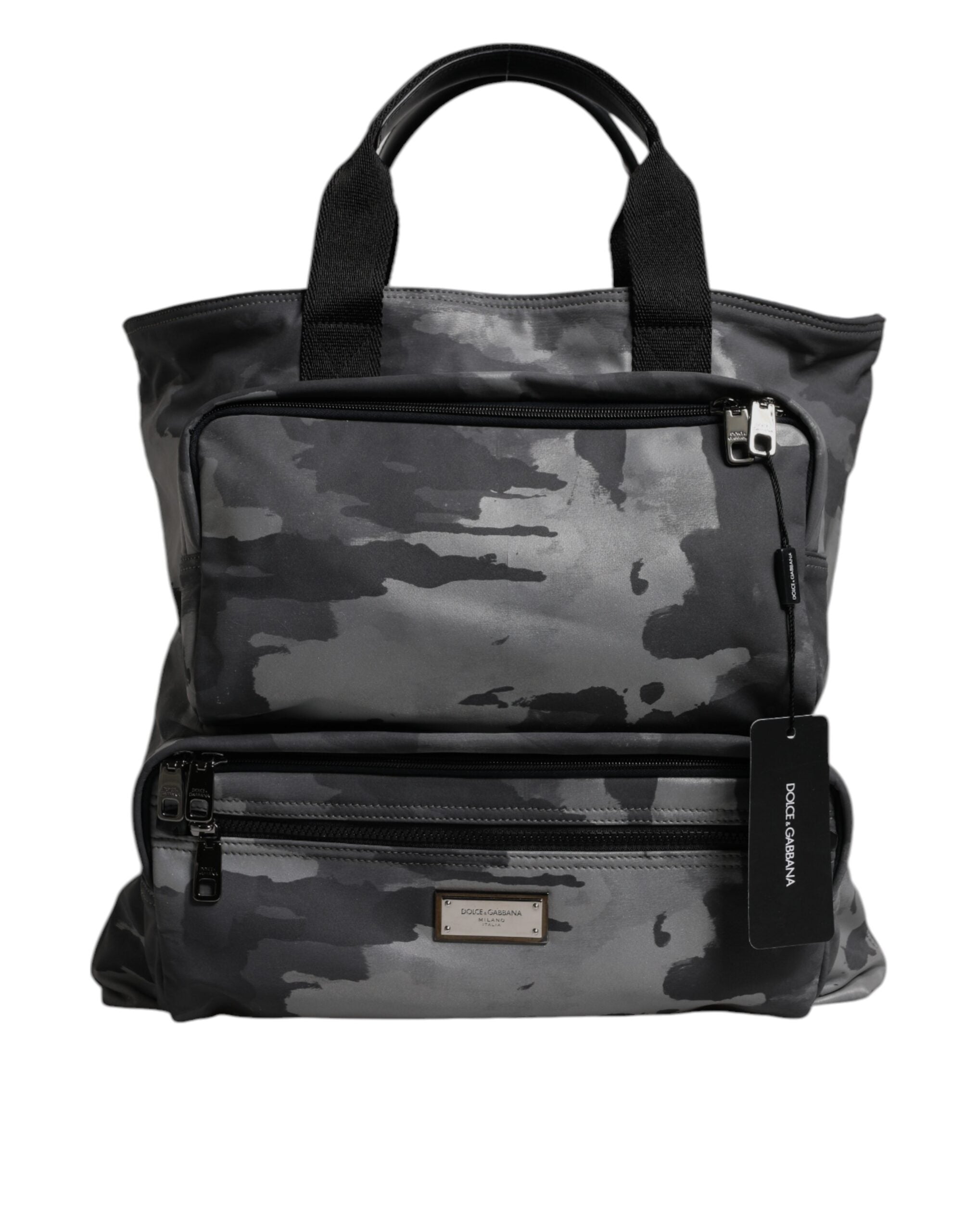 Black Camouflage Shoulder Strap Logo Plaque Bag