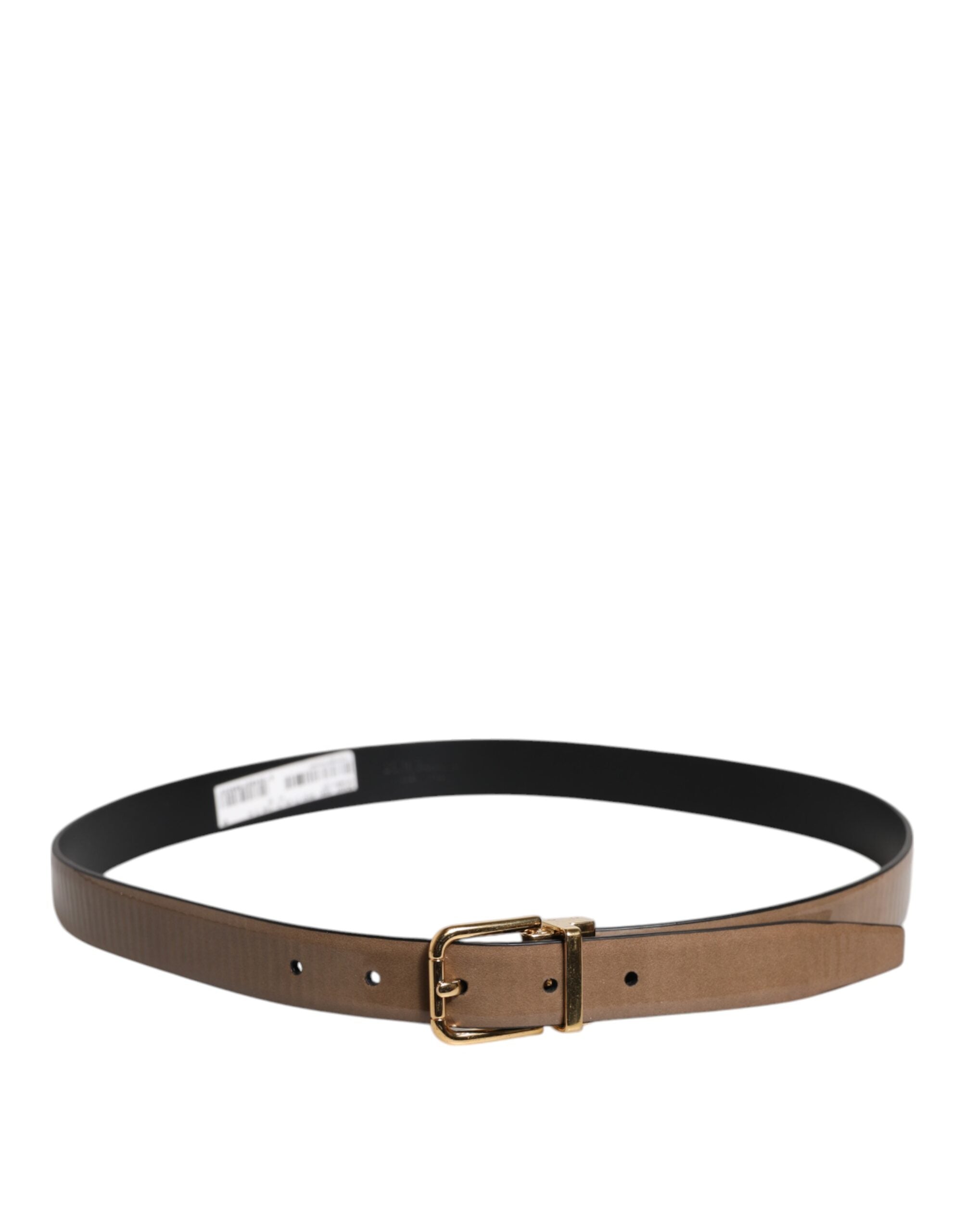 Brown Leather Classic Metal Logo Buckle Belt