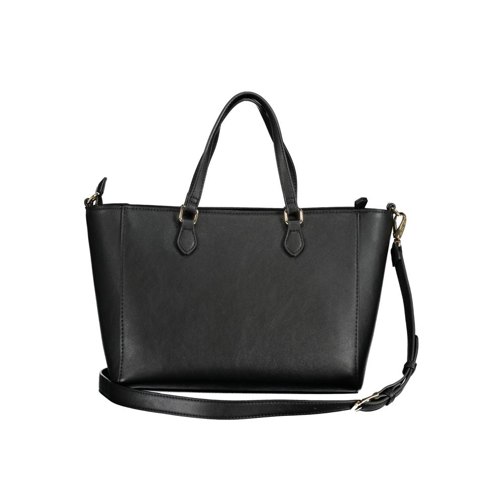 Black Polyurethane Women Handbag