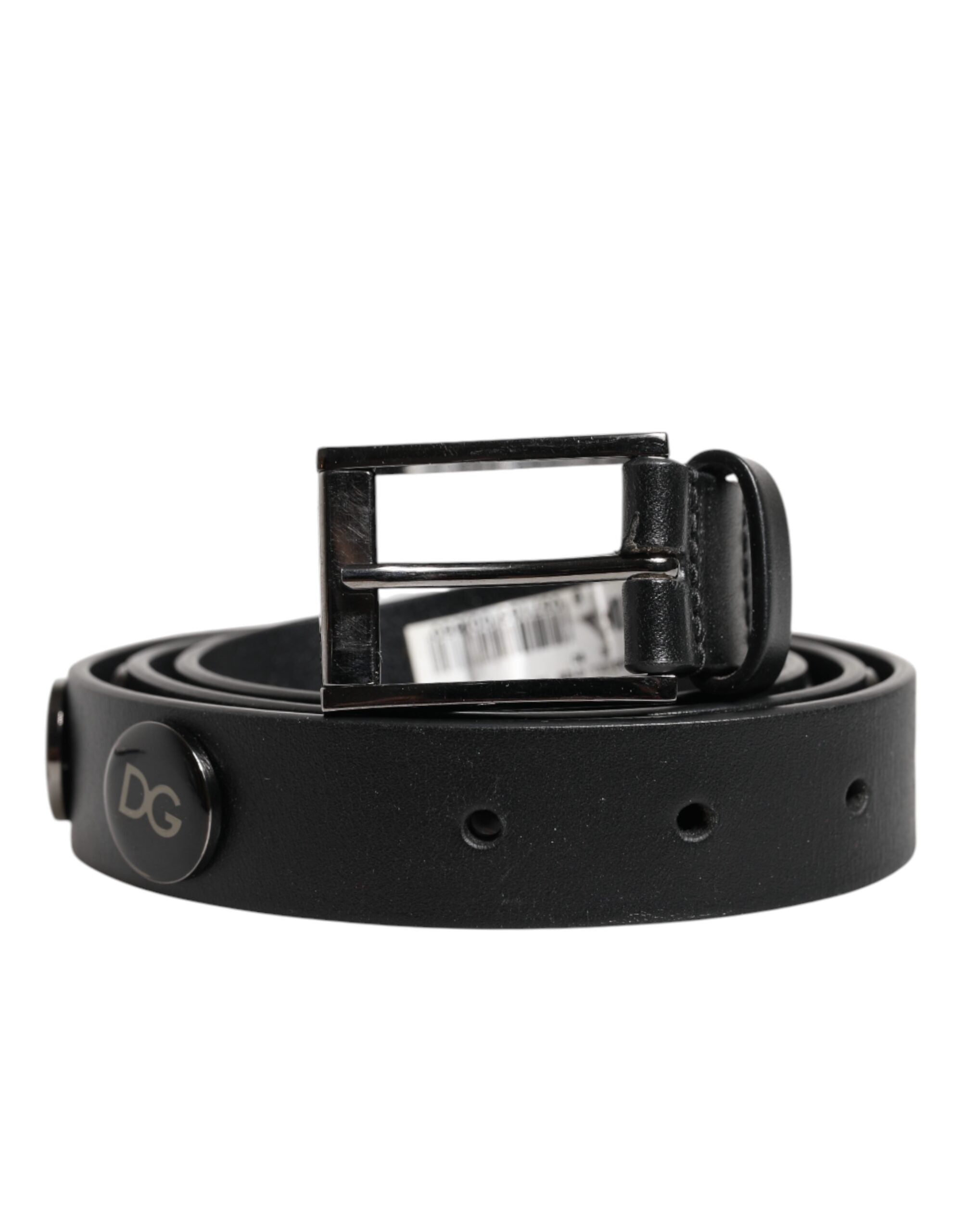Black Luxury Leather DG Studs Buckle Belt