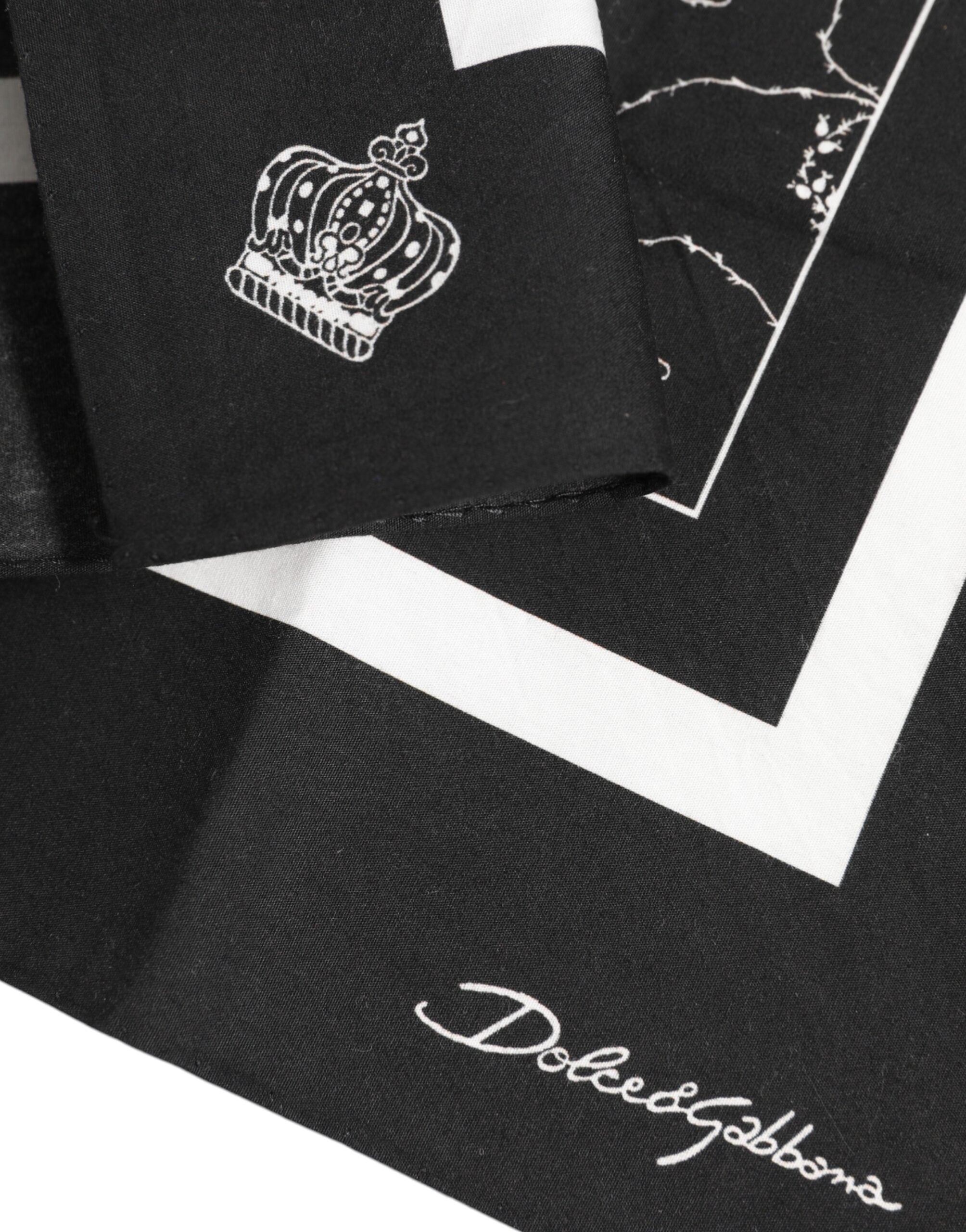 Black White Printed Square Men Foulard Scarf