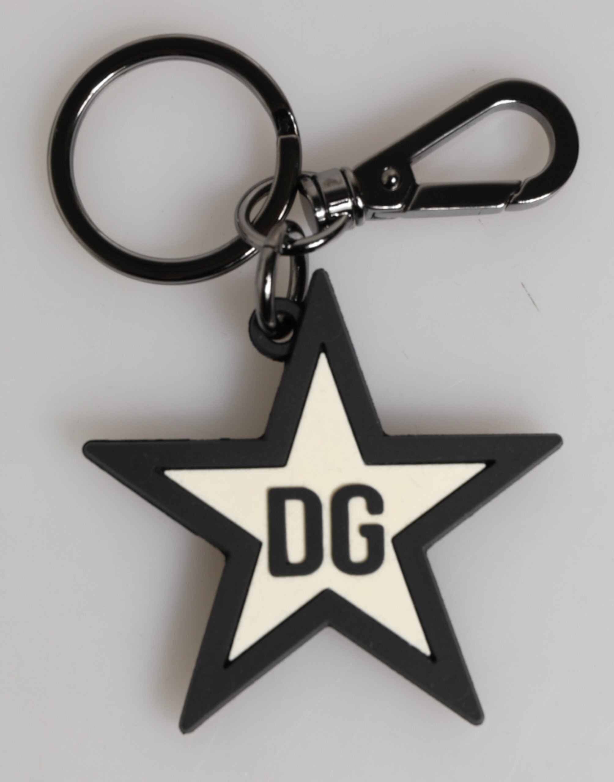 White Black DG Logo Star Rubber Men's Keychain Keyring