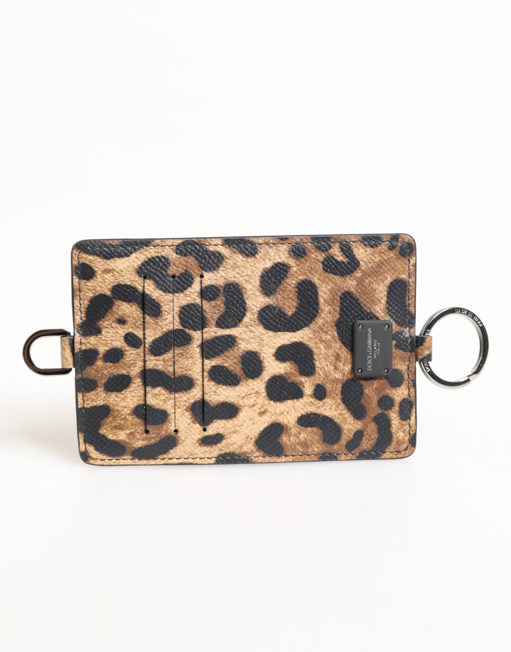 Leopard Print Leather Embossed Lanyard Card Holder Wallet
