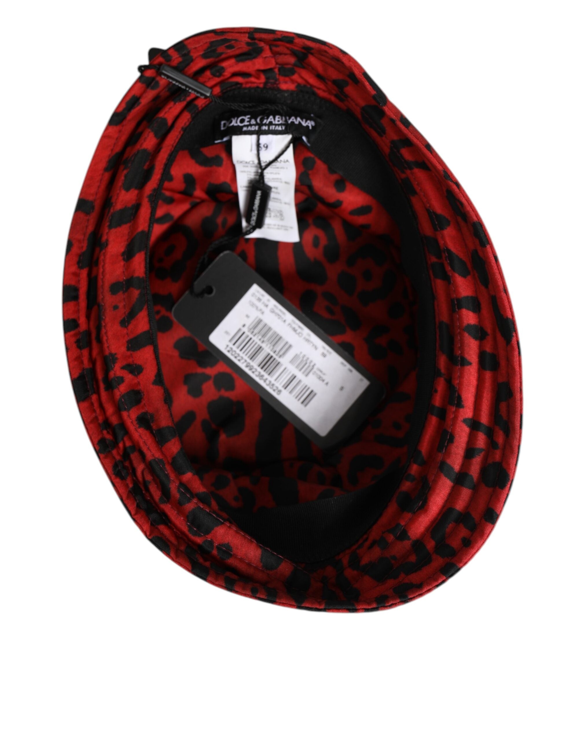 Red Black Nylon Leopard Print Bucket Men Cap Hat