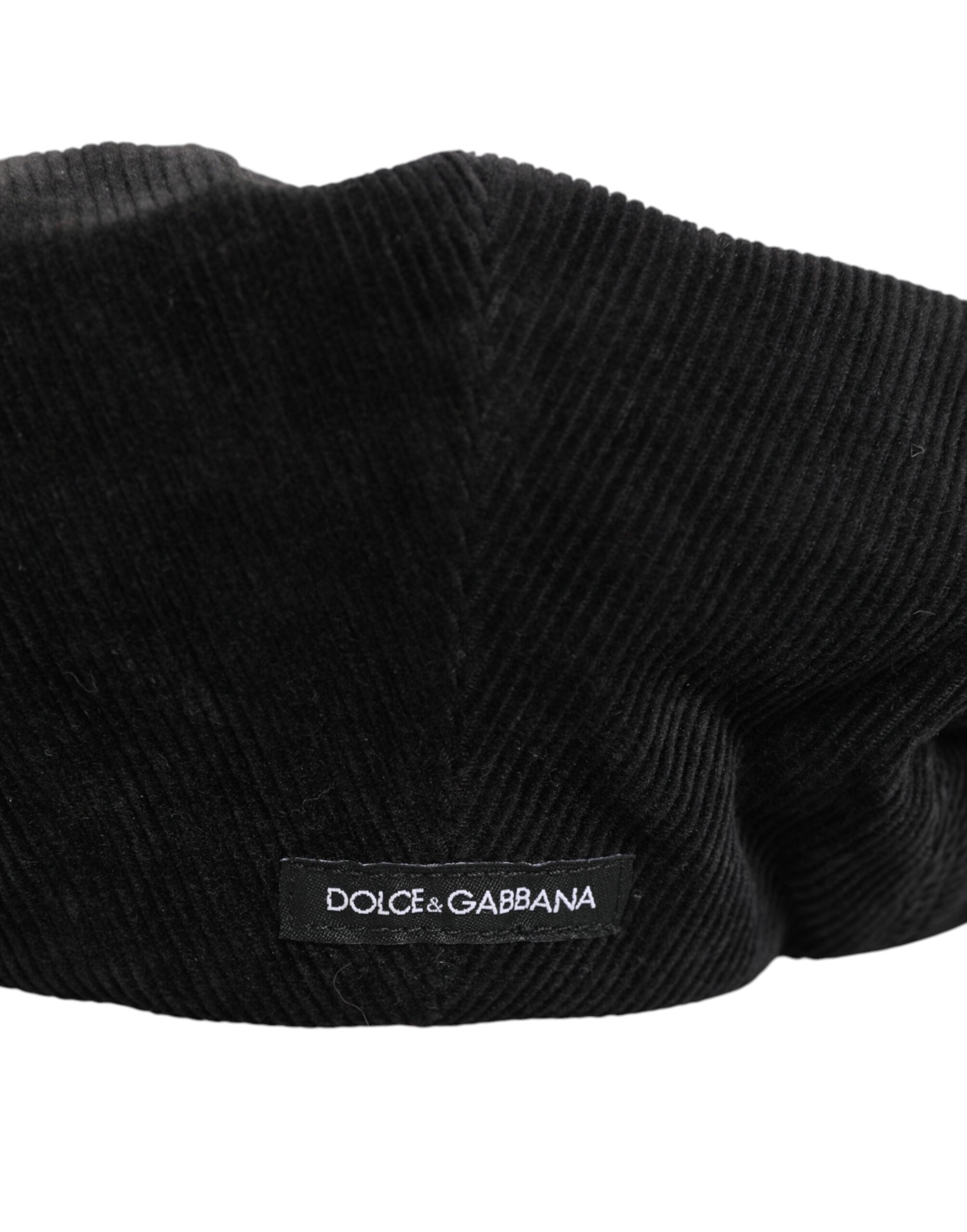 Black Cotton DG Logo Newsboy Cloth Capello Hat