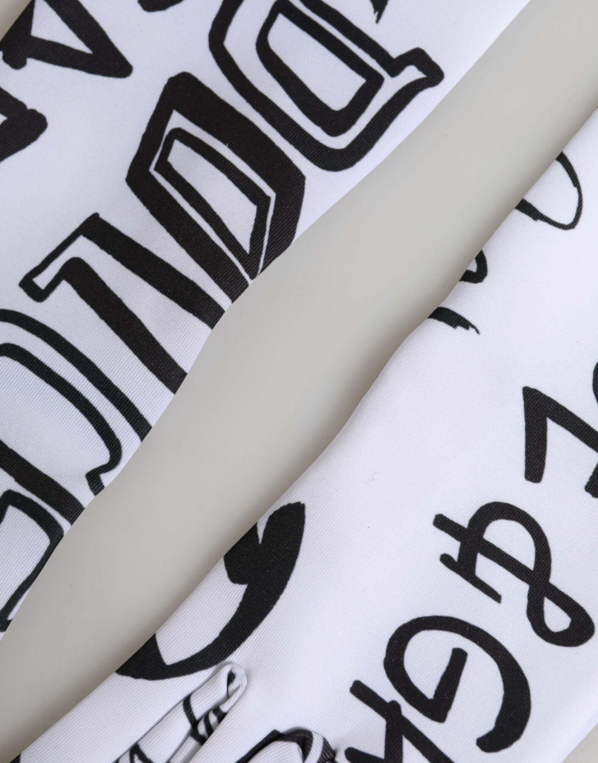 Black White DG Logo Elbow Length Mitten  Gloves