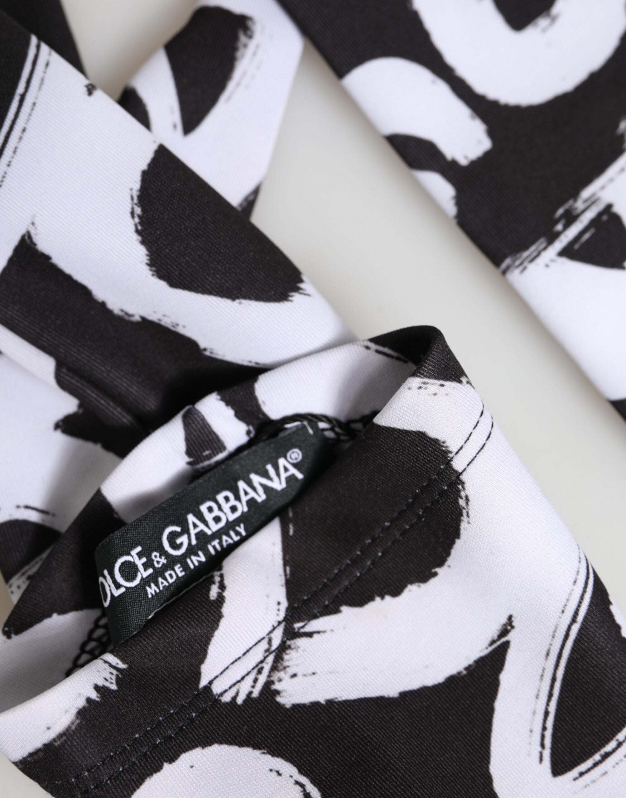 Black White DG Logo Elbow Length Mitten Gloves
