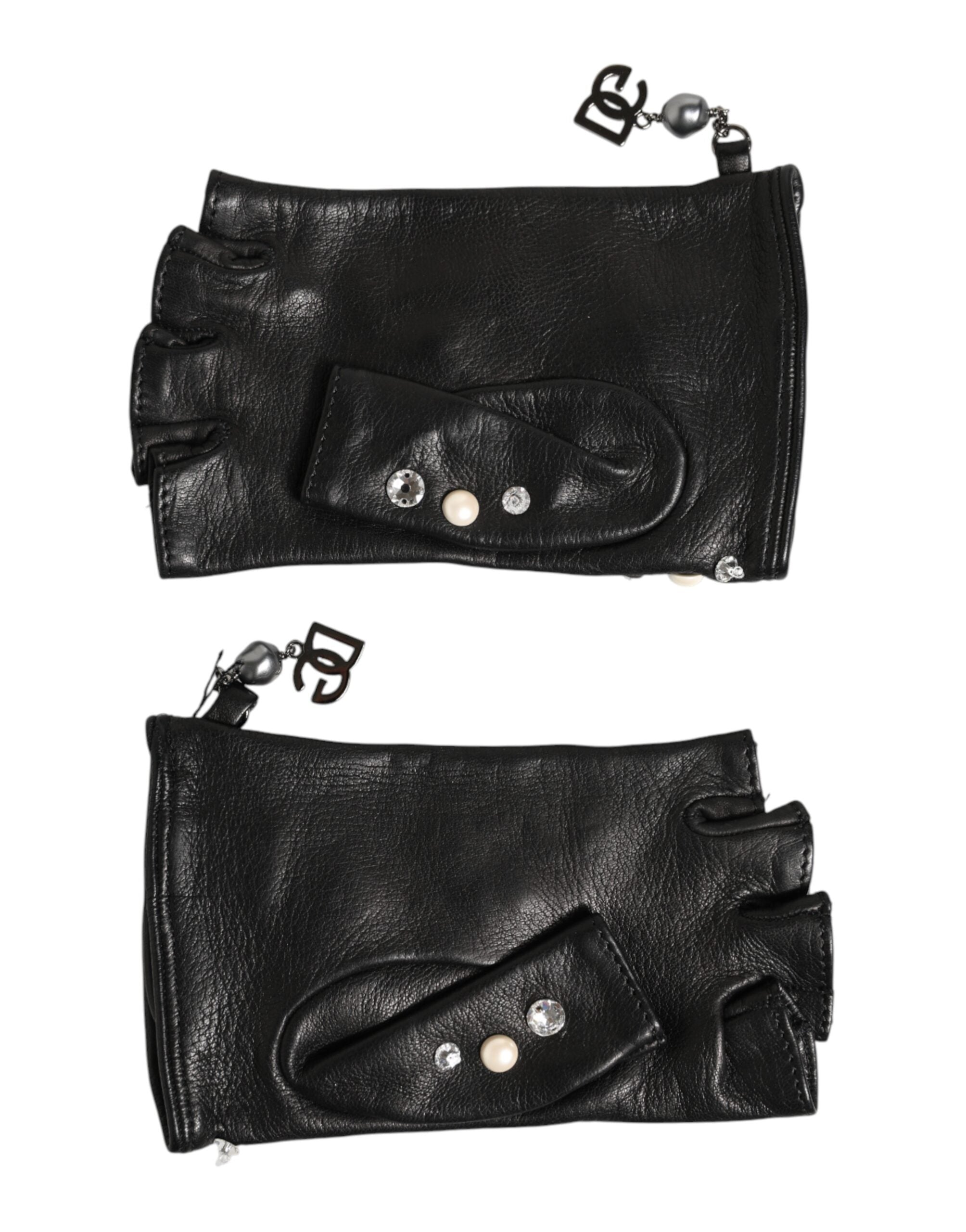 Blue Logo Fingerless Wrist Length Mitten Gloves