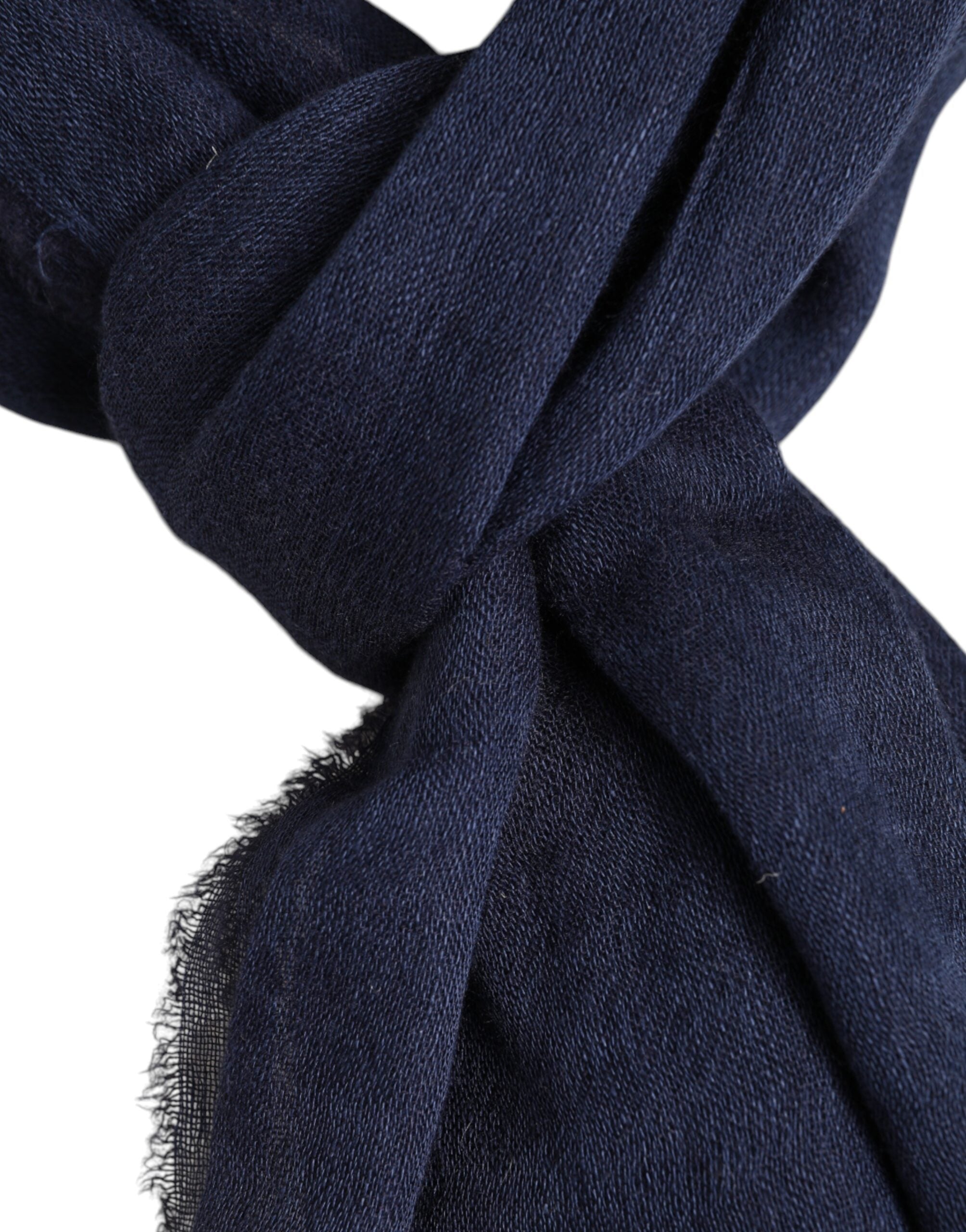 Blue Linen Neck Wrap Men Shawl Fringe Scarf