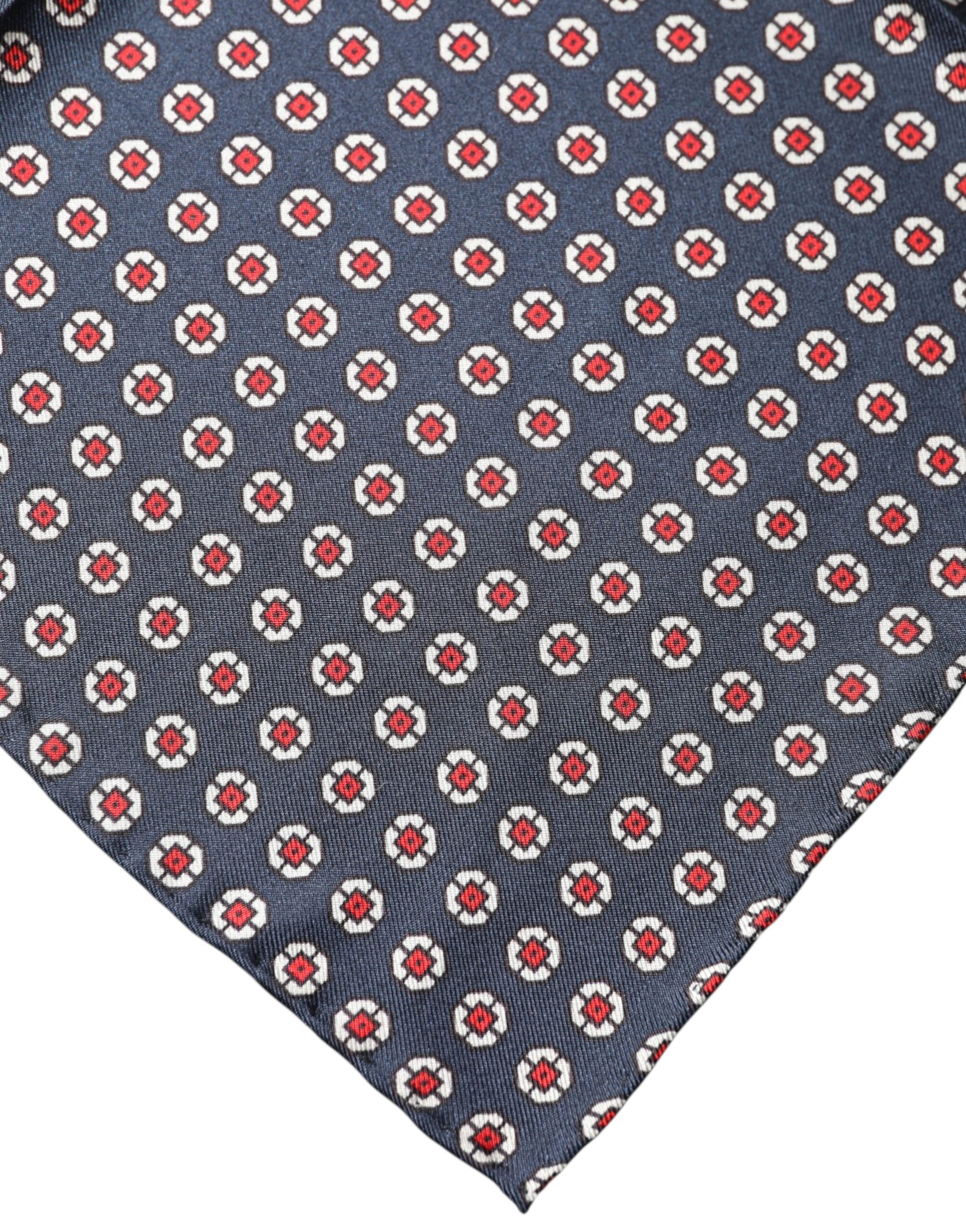 Blue Patterned Silk Square Handkerchief Scarf