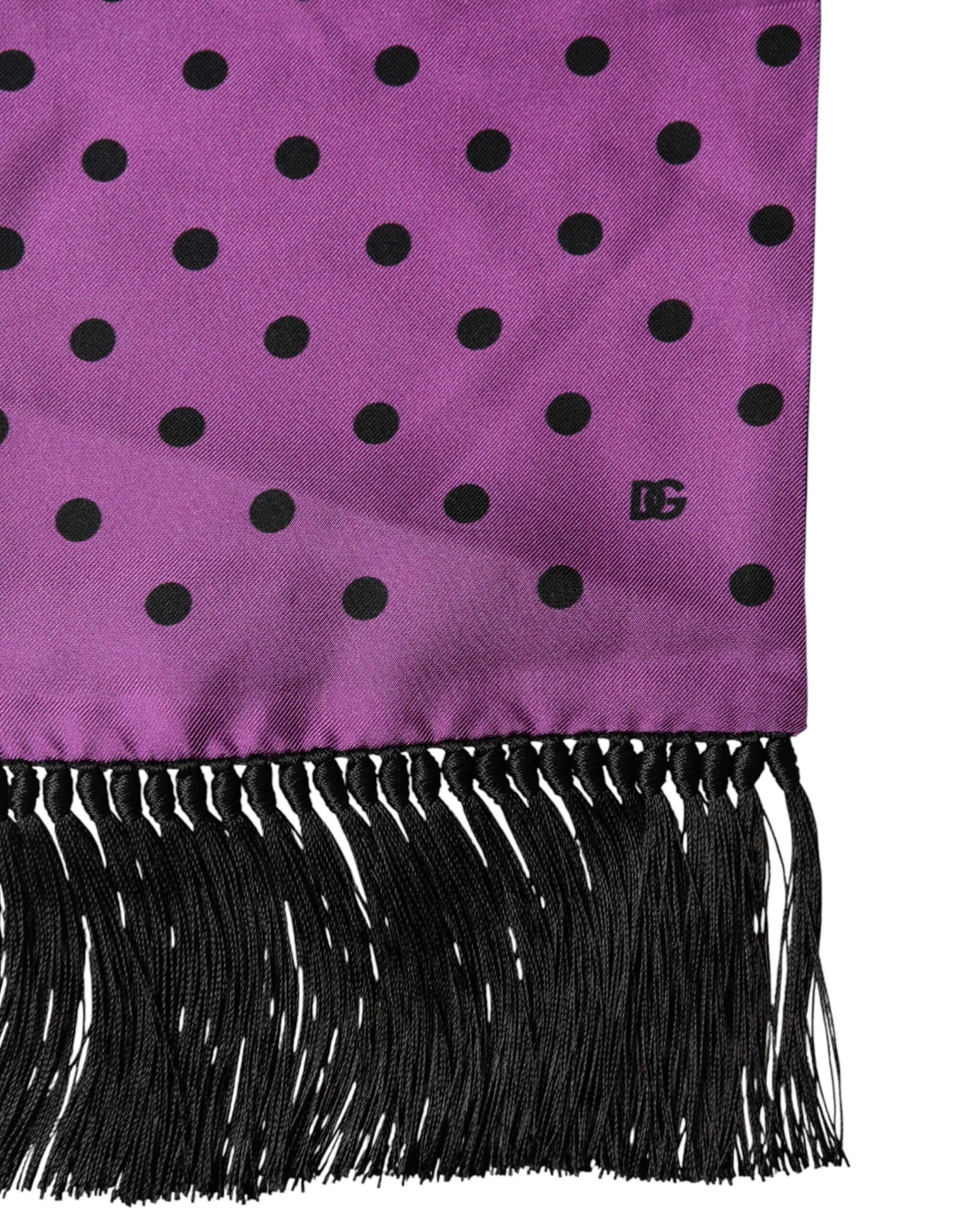 Violet Polka Dot Fringes Neck Foulard Scarf