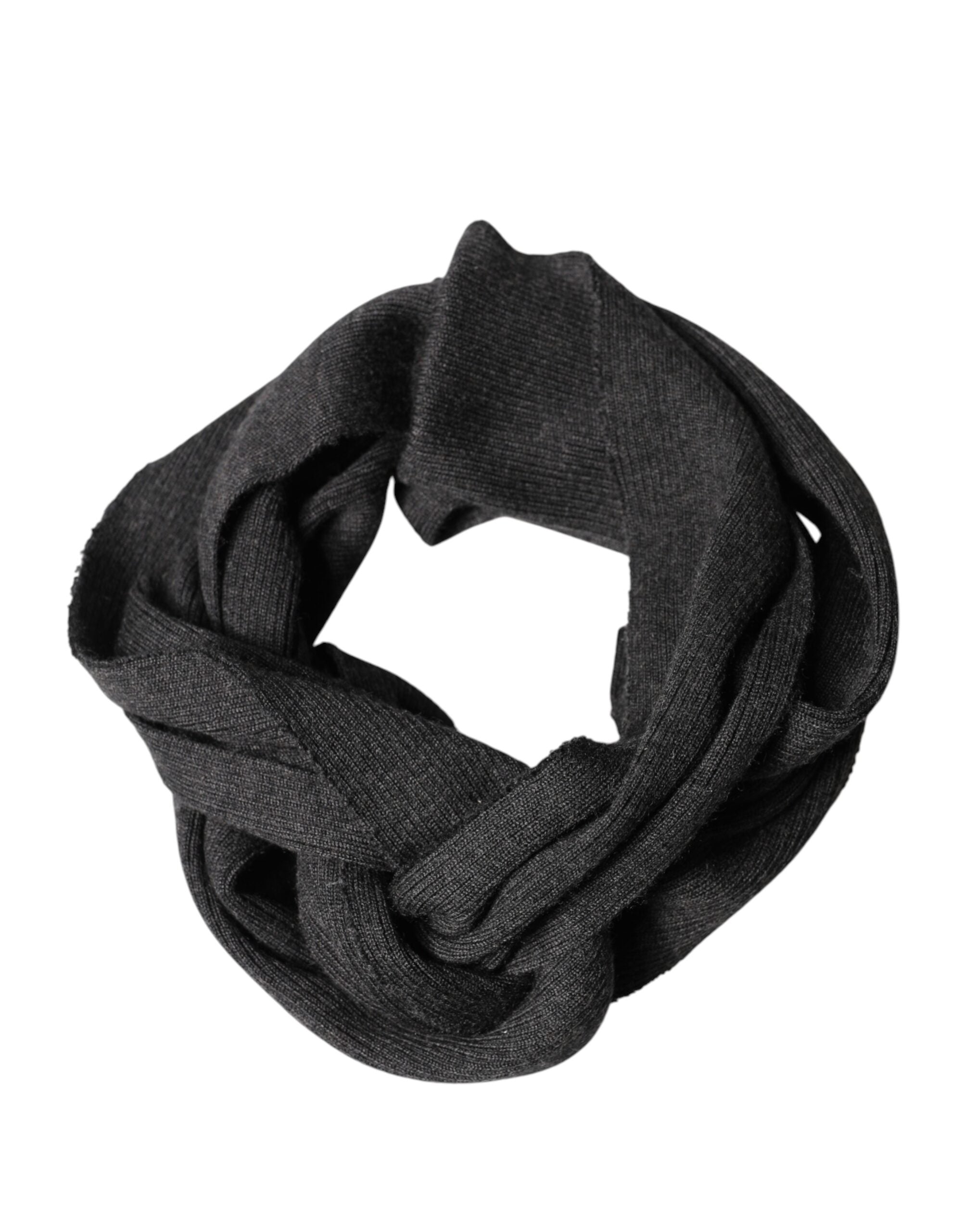 Black Cashmere Knit Neck Wrap Foulard Scarf