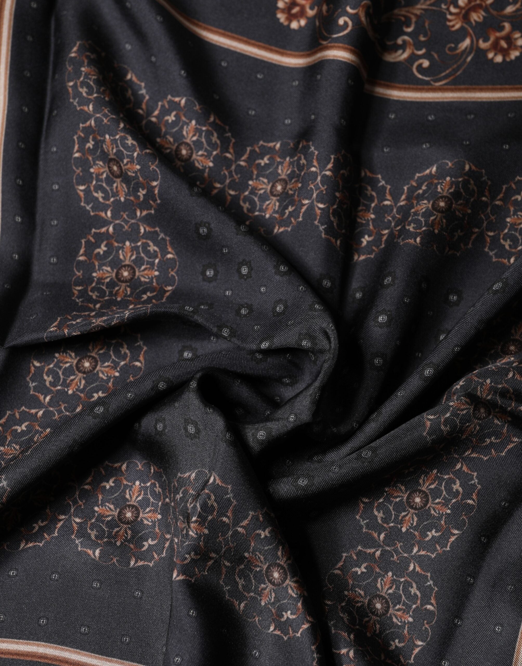 Black Patterned Square Foulard Scarf