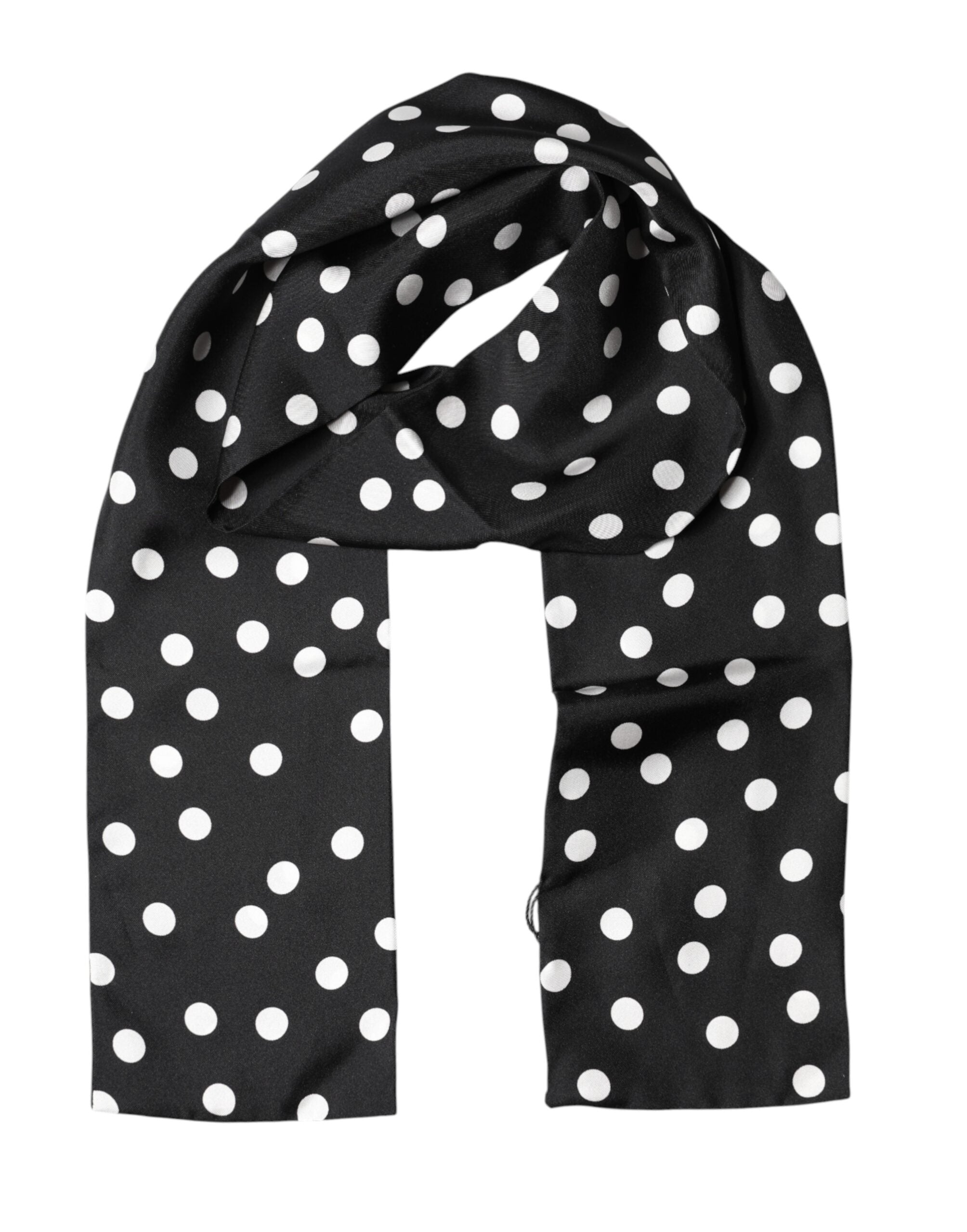 Scarf Black Polka Dot Silk Neck Wrap Foulard