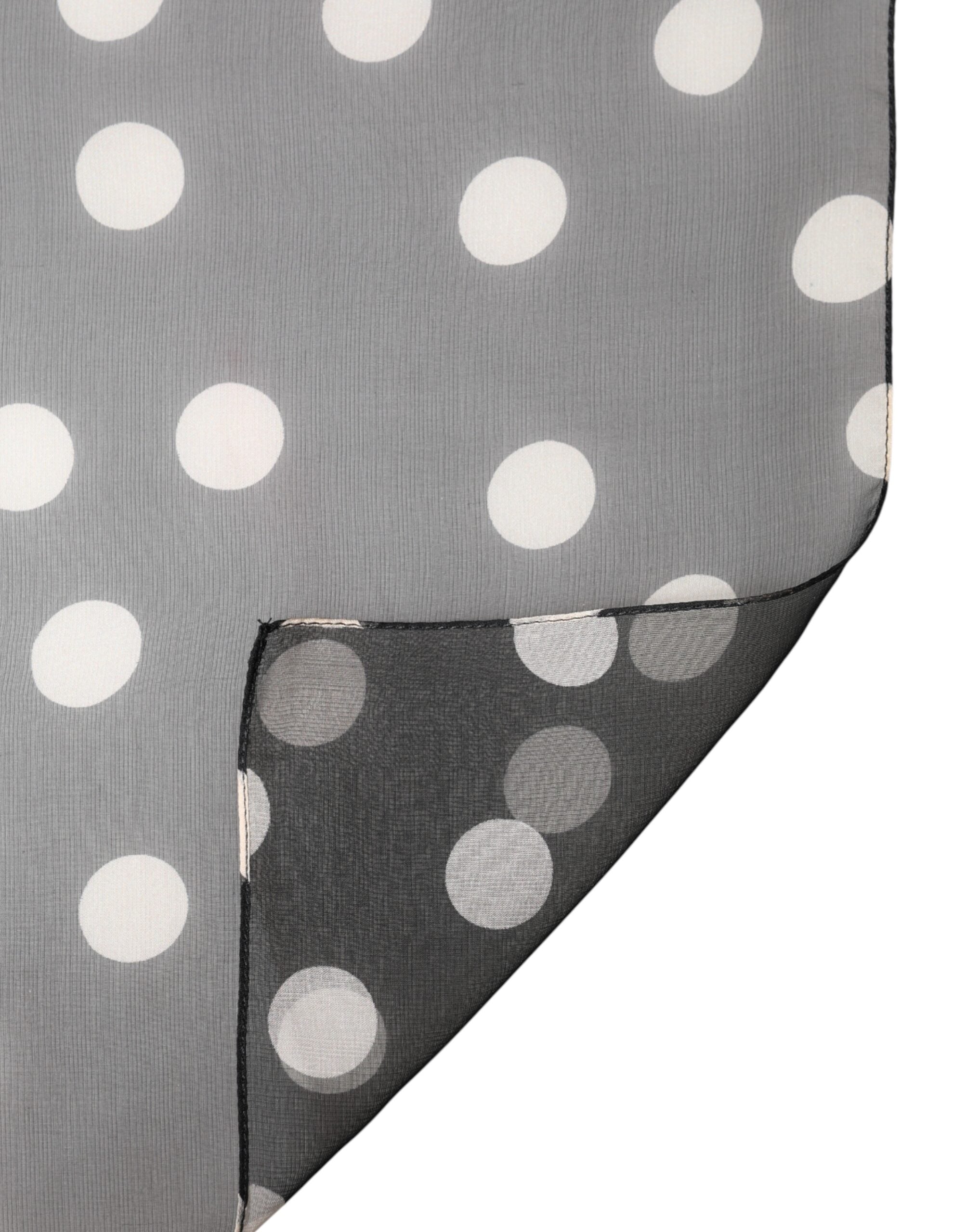 Black Polka Dot Silk Neck Wrap Shawl 205cm x 137cm Scarf