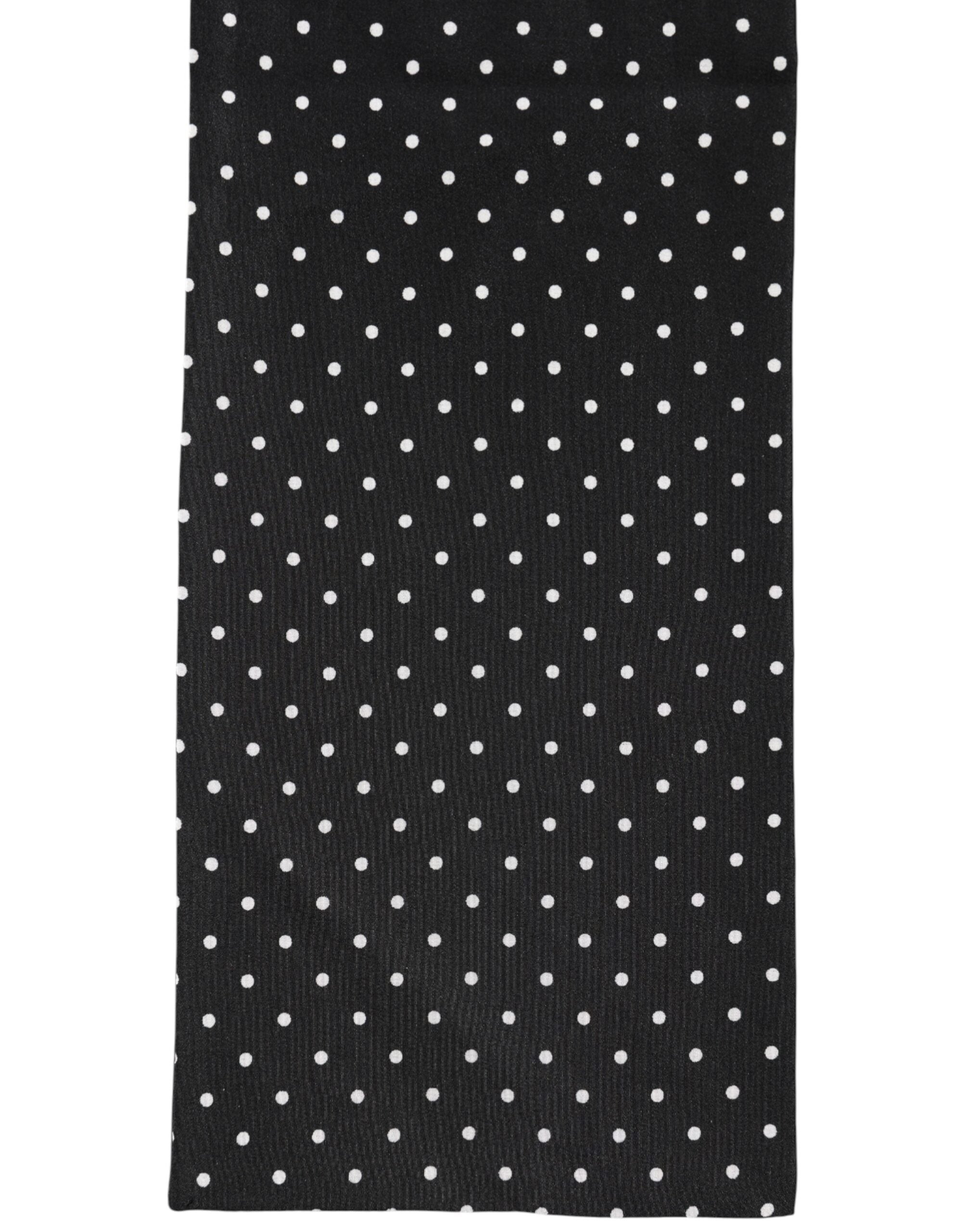 Black Polka Dot Neck Wrap Foulard 133.5cm x 12.5cm Scarf